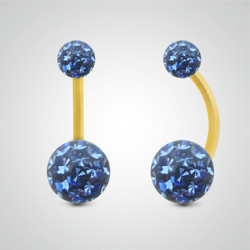 Piercing de nombril en or jaune et cristal de Swarovski (grand modèle)