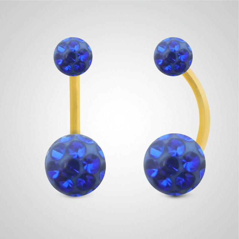 Piercing de nombril en or jaune et cristal de Swarovski(petit modèle)