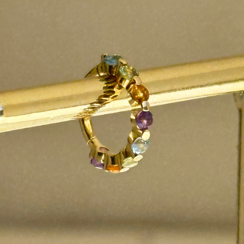 Anneau Clicker en Or Jaune 18 Carats – Pierres Précieuses