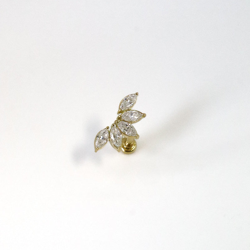 Piercing hélix barrette or jaune avec zircons