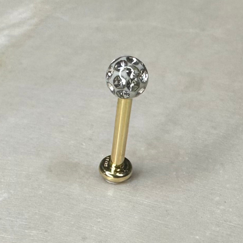 Piercing vissable or jaune avec cristal de Swarovski