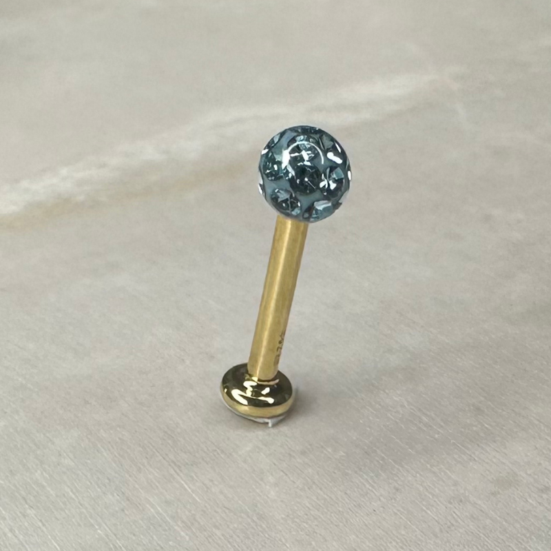 Piercing vissable or jaune avec cristal de Swarovski