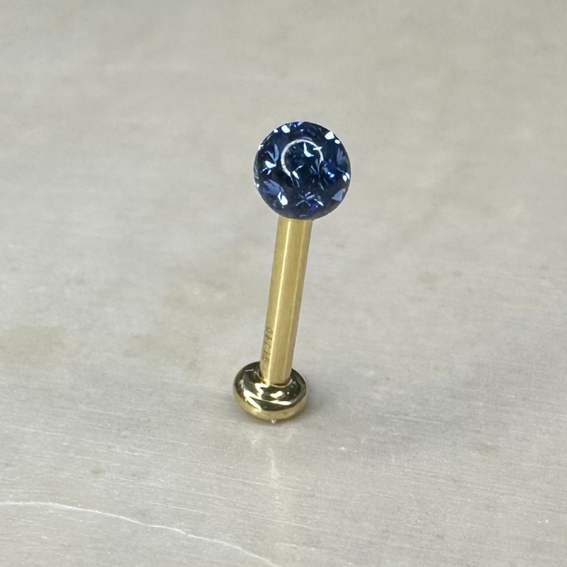 Piercing vissable or jaune avec cristal de Swarovski