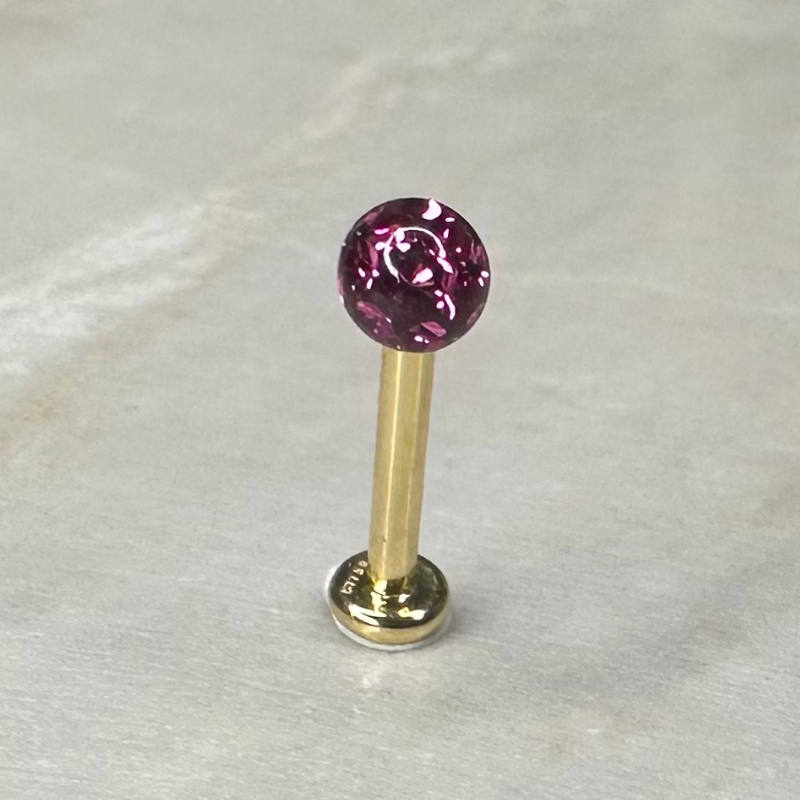 Piercing vissable or jaune avec cristal de Swarovski