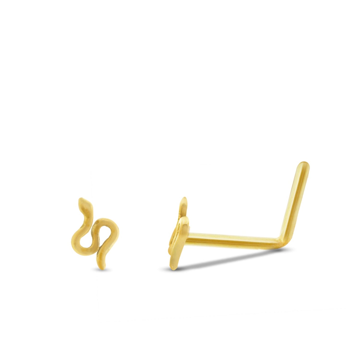 Piercing nez petit serpent or jaune 18 carats bijou or massif barre pliée