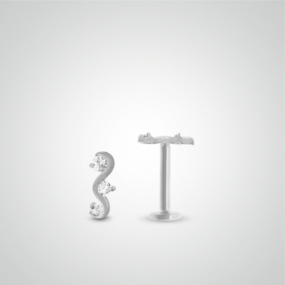 Adelaide piercing in white gold with zirconium oxides