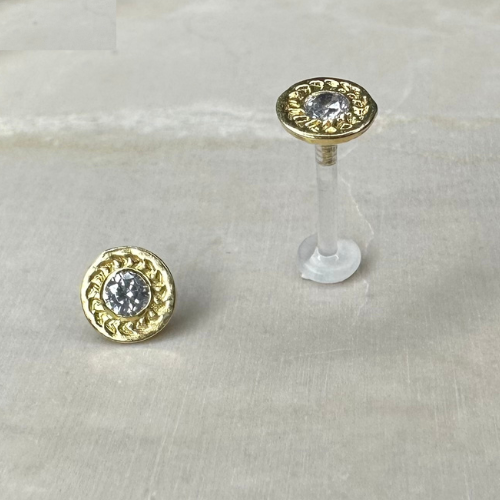 Piercing en or jaune disque cachemire