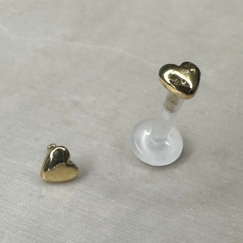 Piercing clipsable en or jaune avec coeur