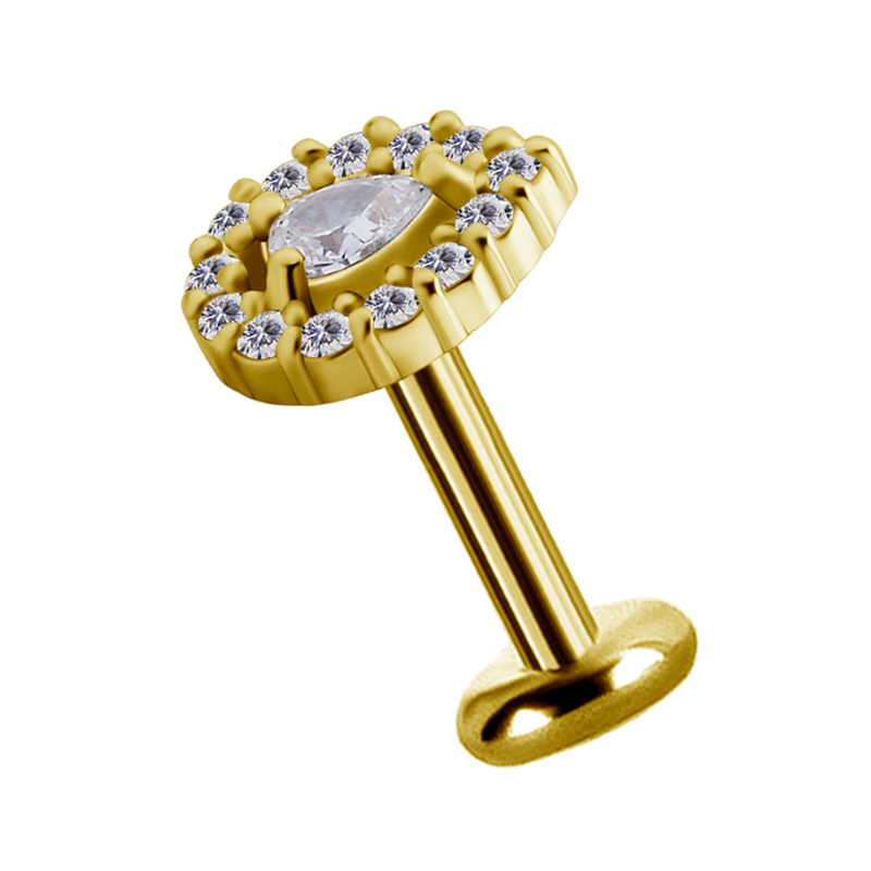 Piercing en Or Jaune 18 Carats - Goutte Étincelante