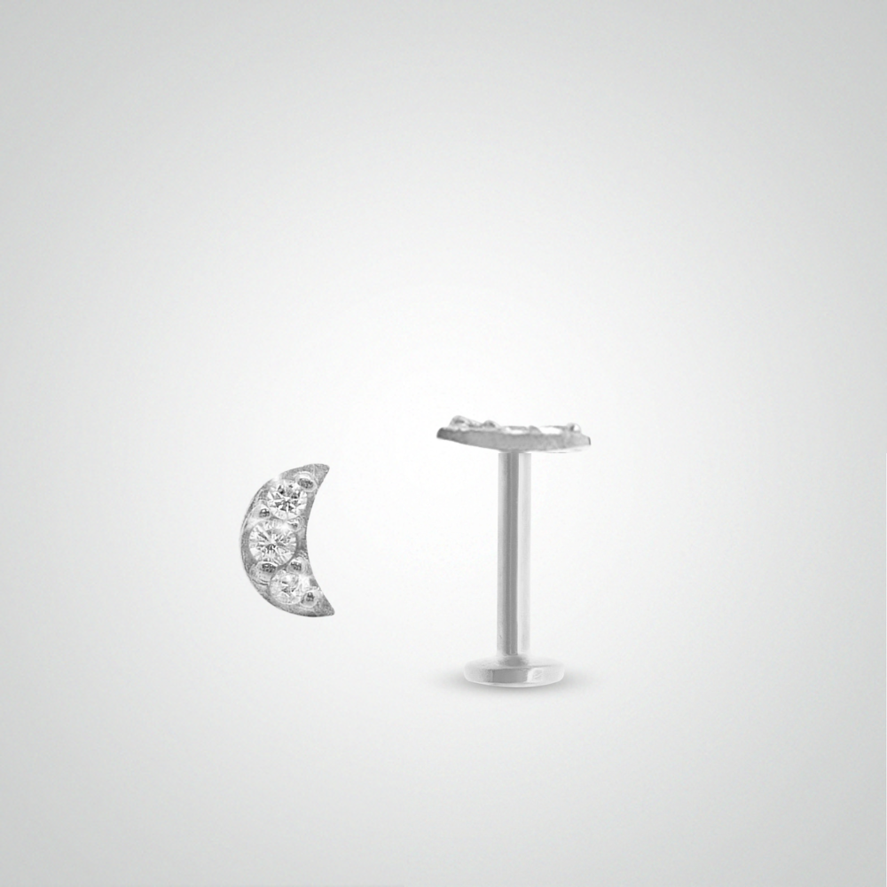 White gold moon piercing with zirconium oxides (screwable)
