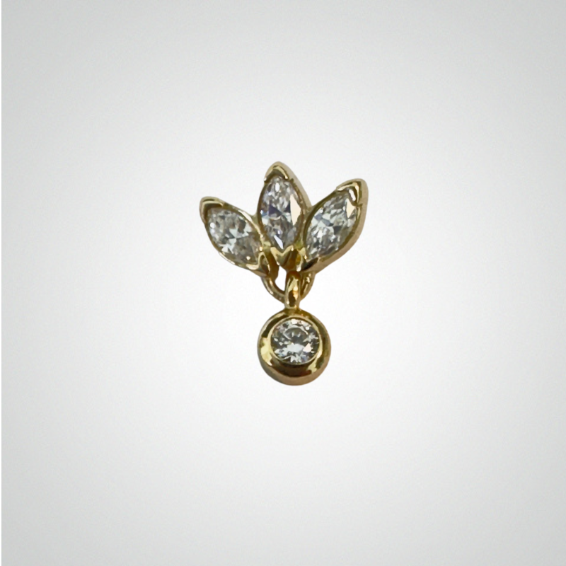 Piercing marquise avec pendentif brillant en or jaune
