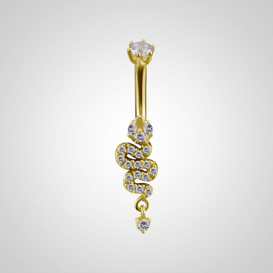 Piercing nombril serpent en or 18 carats
