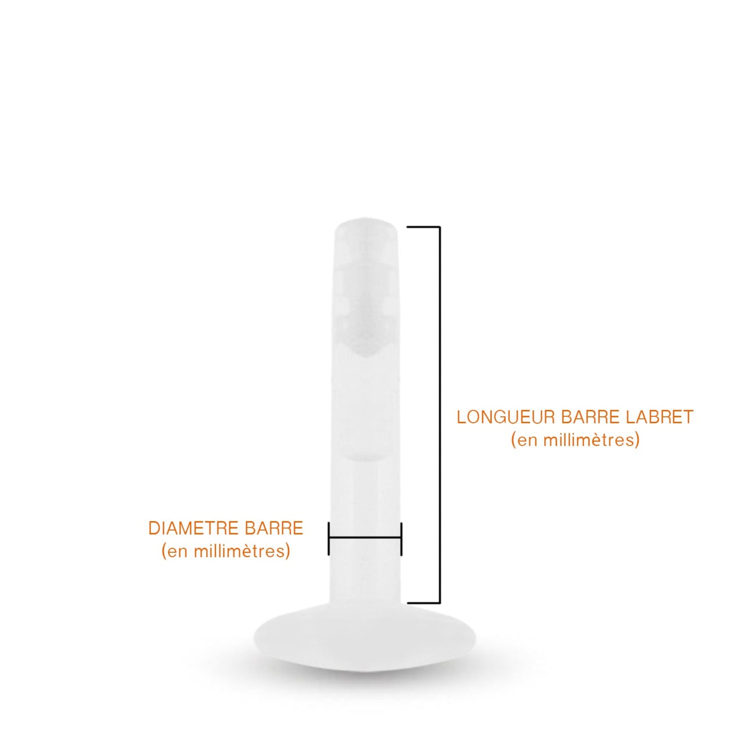 Labret en bioplast de différentes longueurs