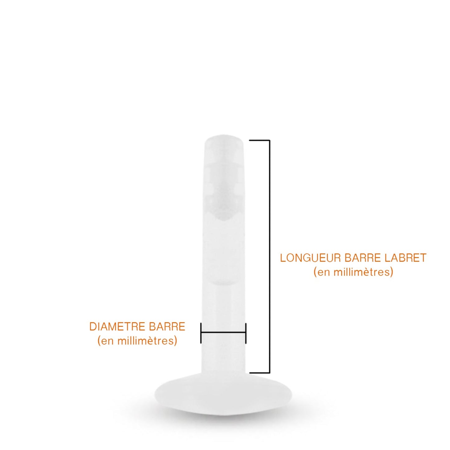 Labret en bioplast de différentes longueurs