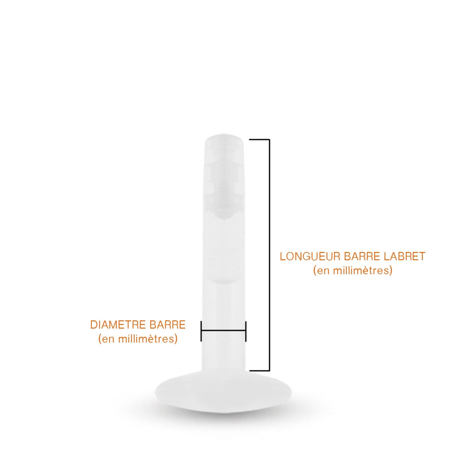 Labret en bioplast de différentes longueurs