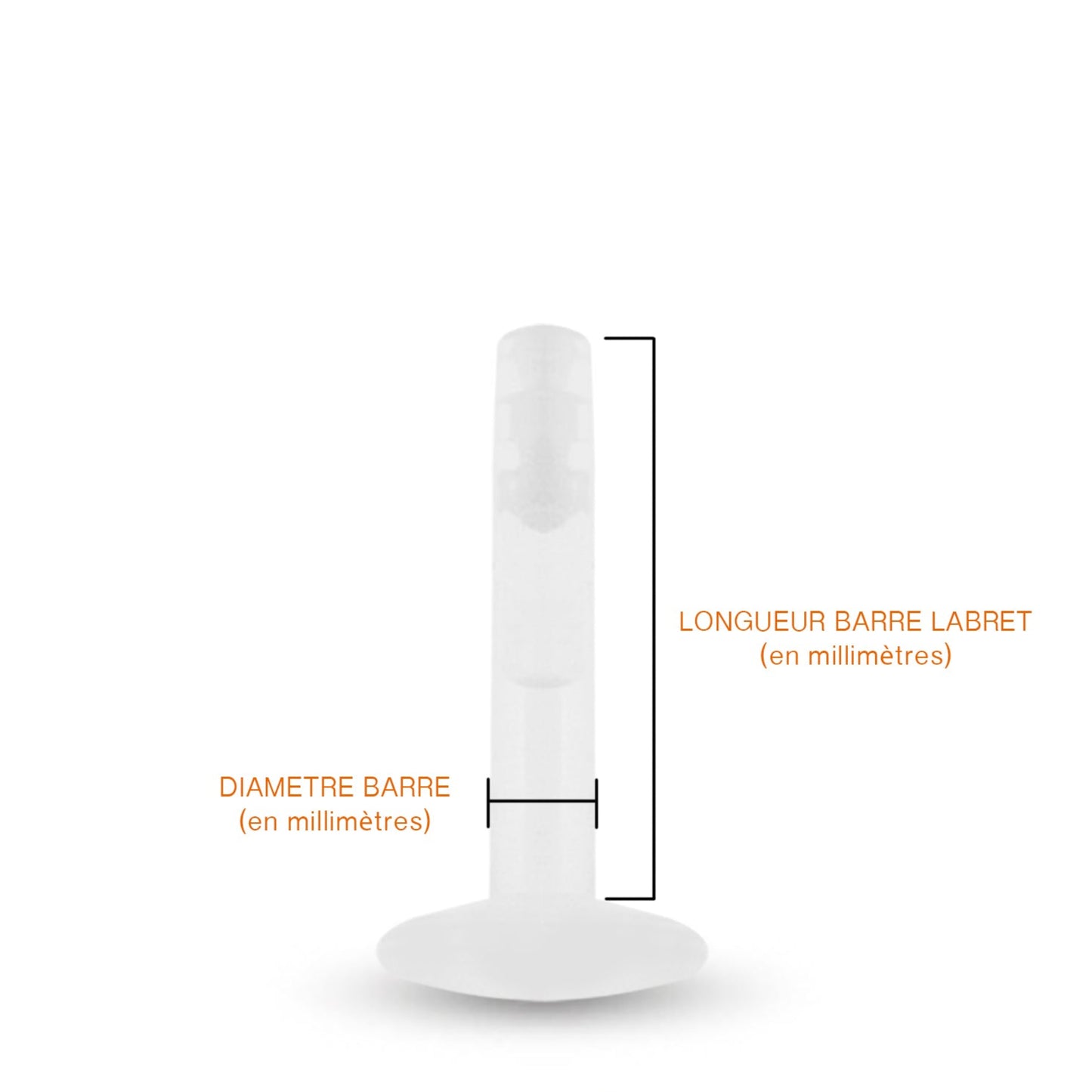 Labret en bioplast de différentes longueurs