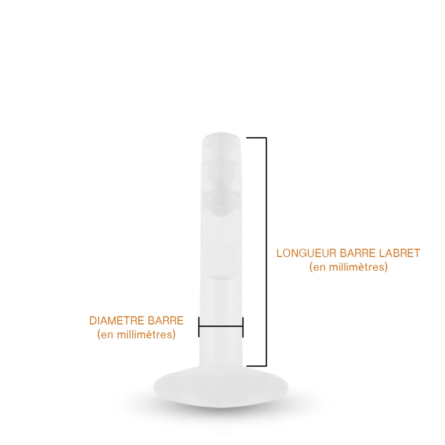 Labret en bioplast de différentes longueurs
