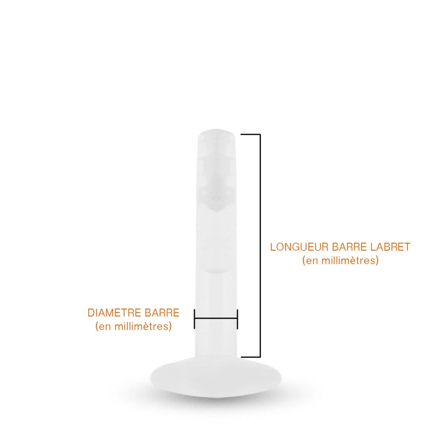 Labret en bioplast de différentes longueurs