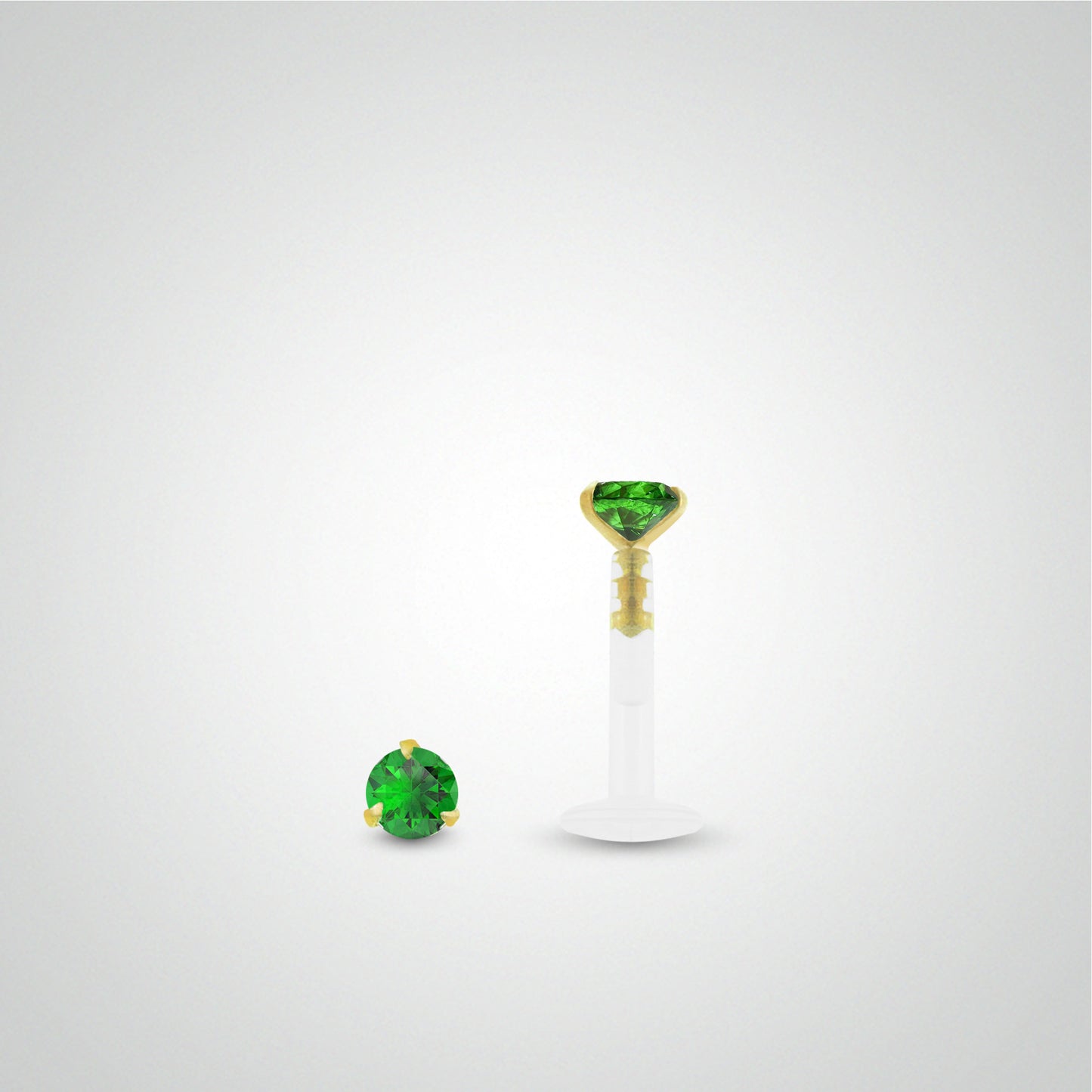 Piercing or jaune avec oxyde de zirconium vert