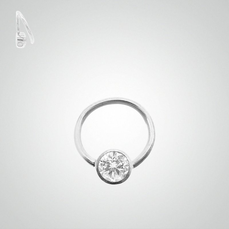 Piercing anneau microdermal or blanc avec brillant
