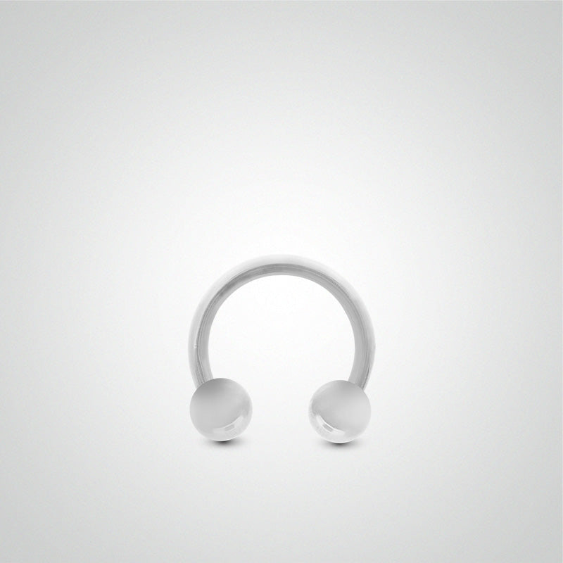 White gold horseshoe piercing with balls (1.2mm)