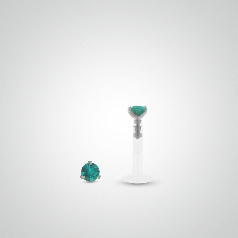 Piercing helix en or blanc avec oxyde de zirconium turquoise