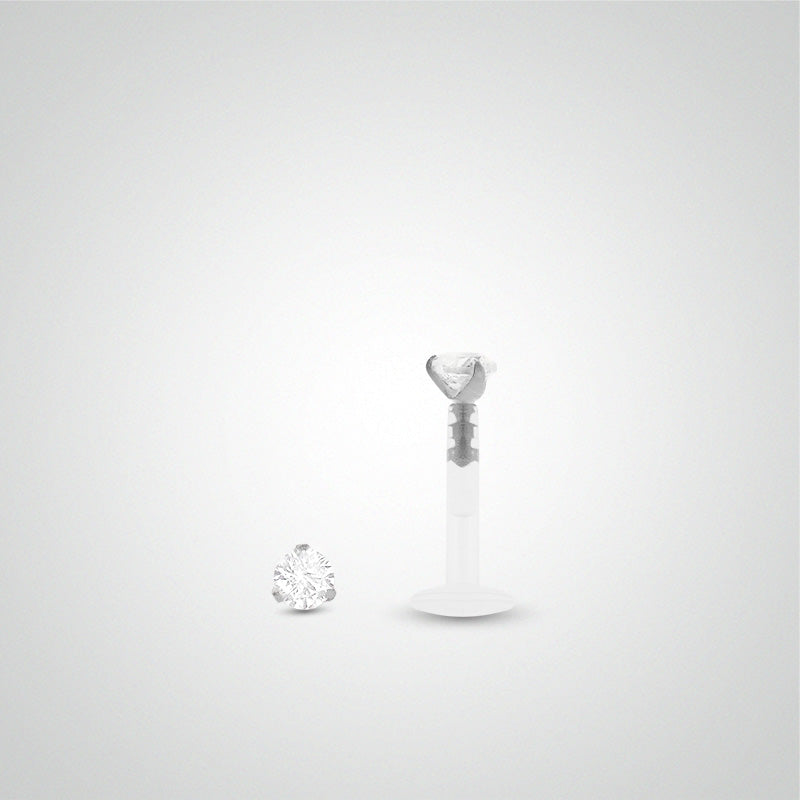 White gold helix piercing with zirconium oxide