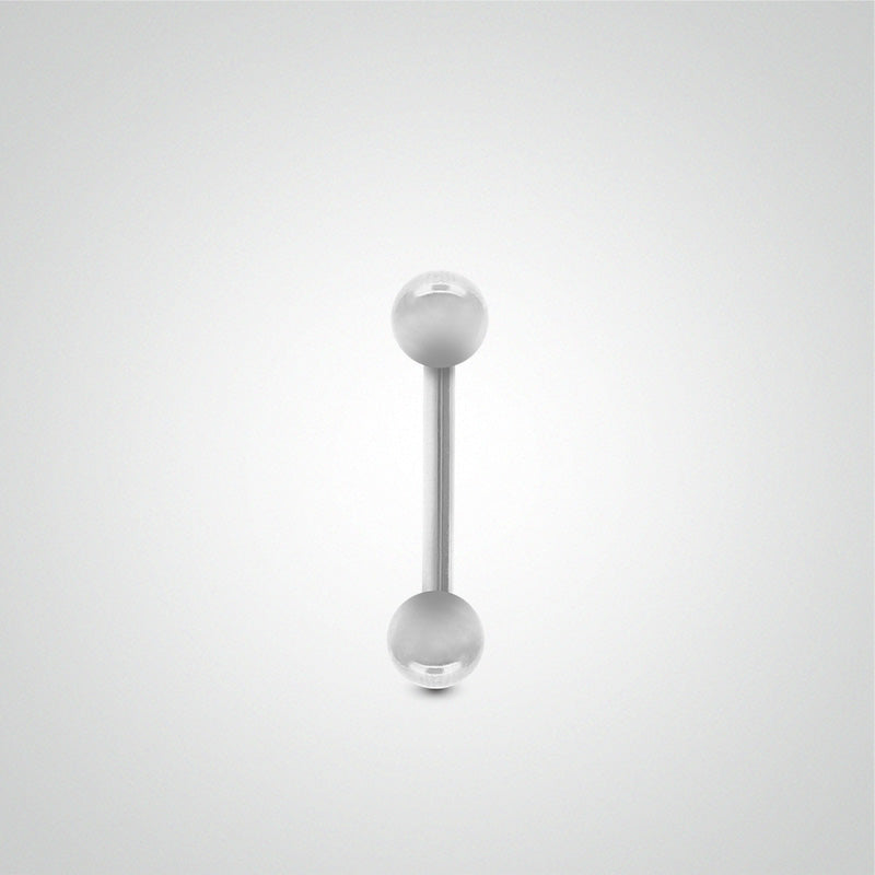 Piercing sexe en or blanc avec boules (1,2mm)