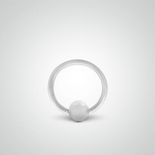 Piercing anneau avec boule en or blanc (1,2mm)