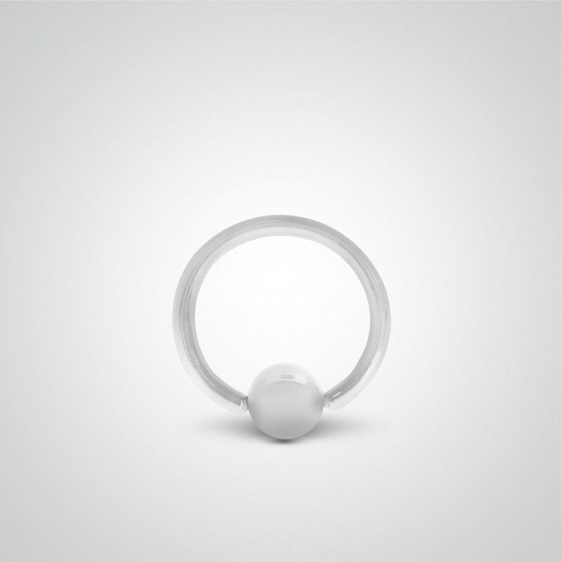 Piercing anneau avec boule en or blanc (1,2mm)