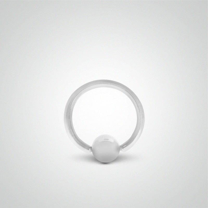 Piercing anneau avec boule en or blanc (1,6mm)