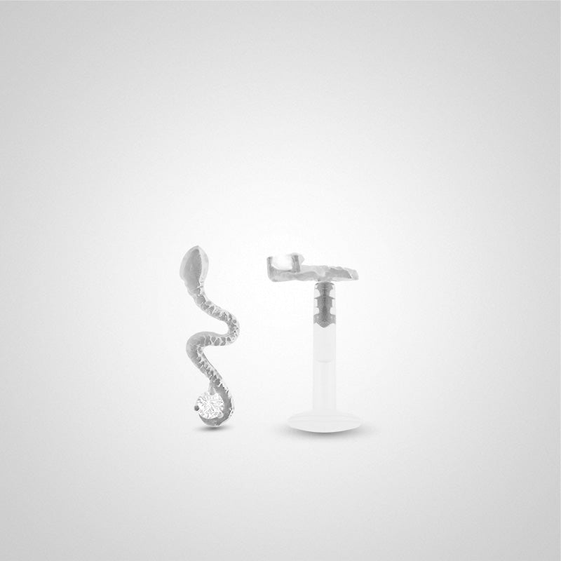 Piercing de tragus serpent en or blanc