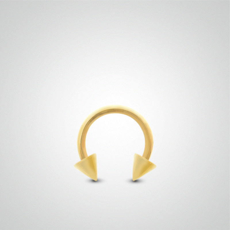 Piercing fer à cheval en or jaune avec pics (1,2mm)