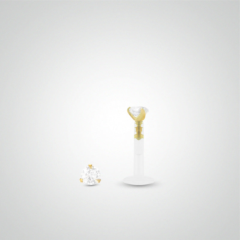Yellow gold helix piercing with zirconium oxide