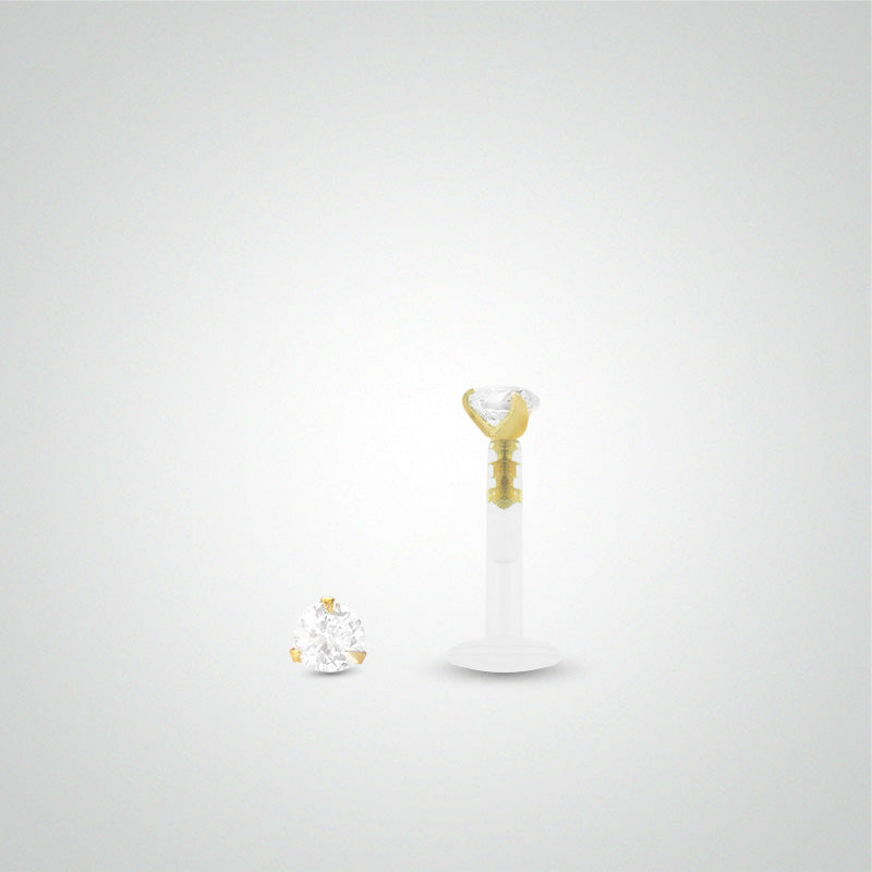 Piercing helix or jaune avec oxyde de zirconium