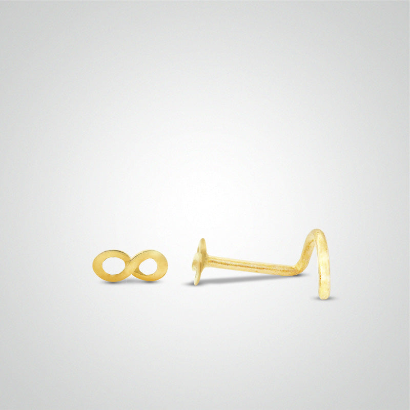 Yellow gold infinity nose piercing