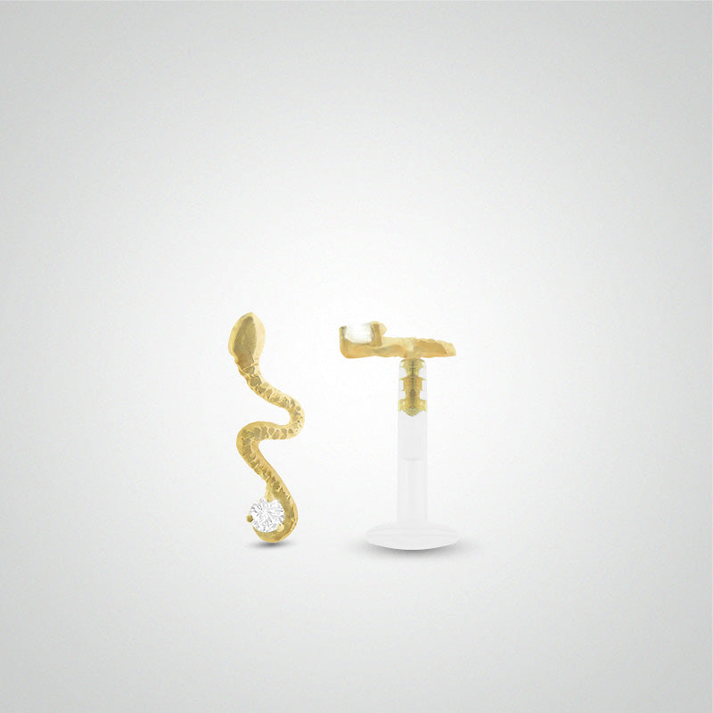 Piercing de tragus serpent en or jaune