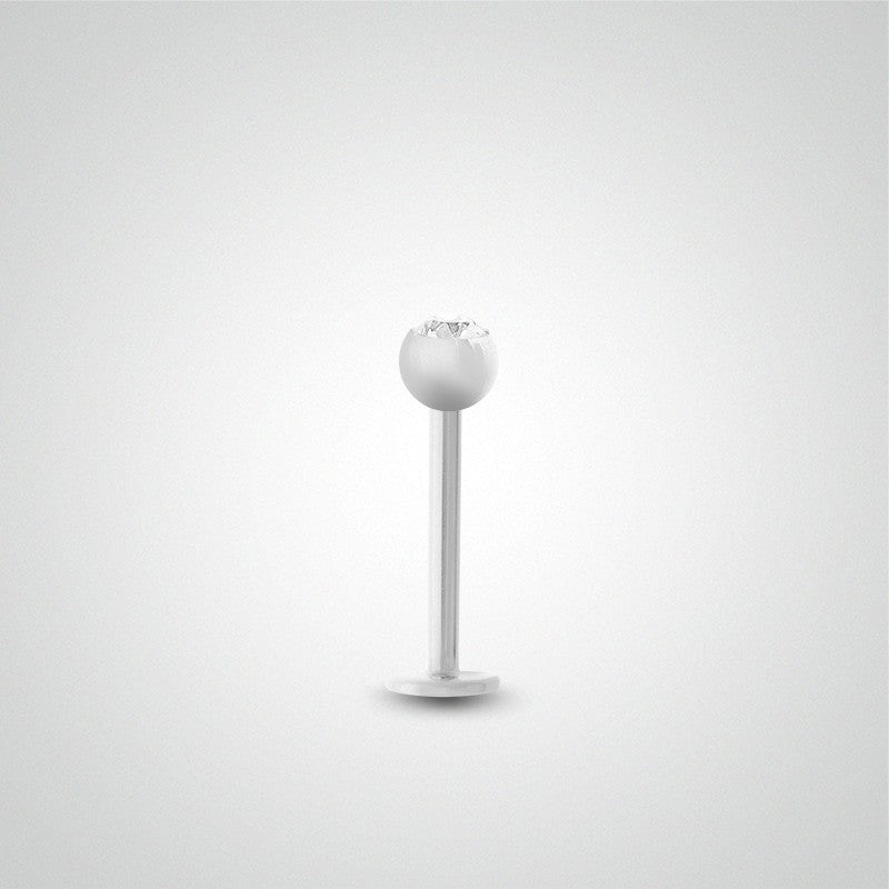 Boucle d'oreille en or blanc avec boule et zircon