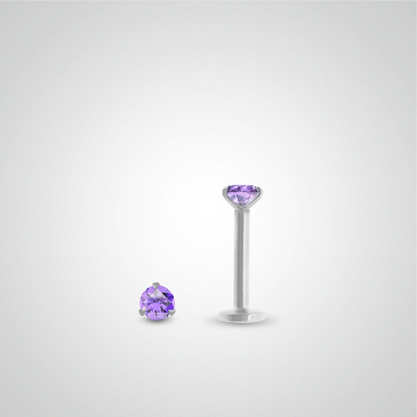 Boucle d'oreille améthyste 0,05 carats en or blanc