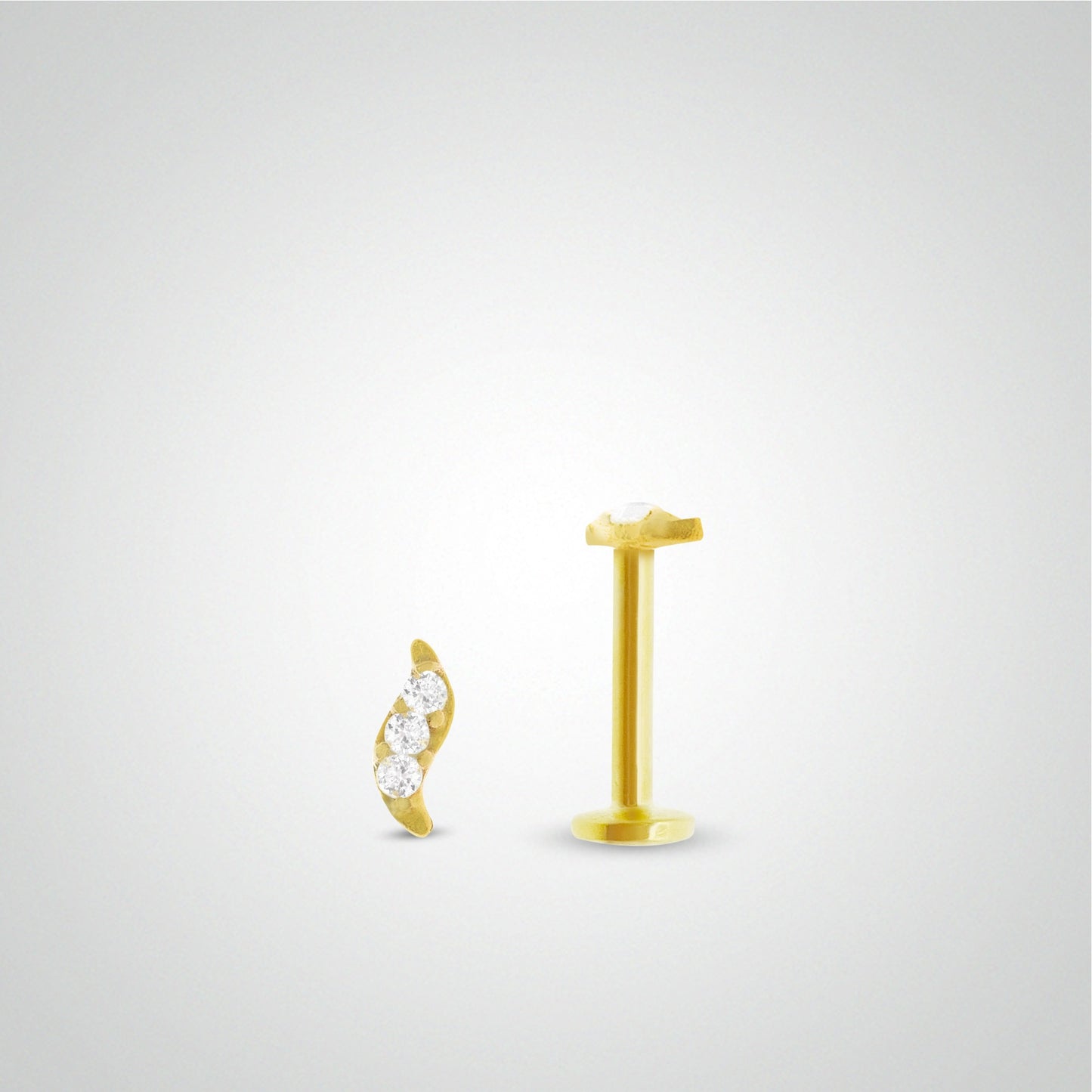 Boucle d'oreille feuille or jaune et zircon