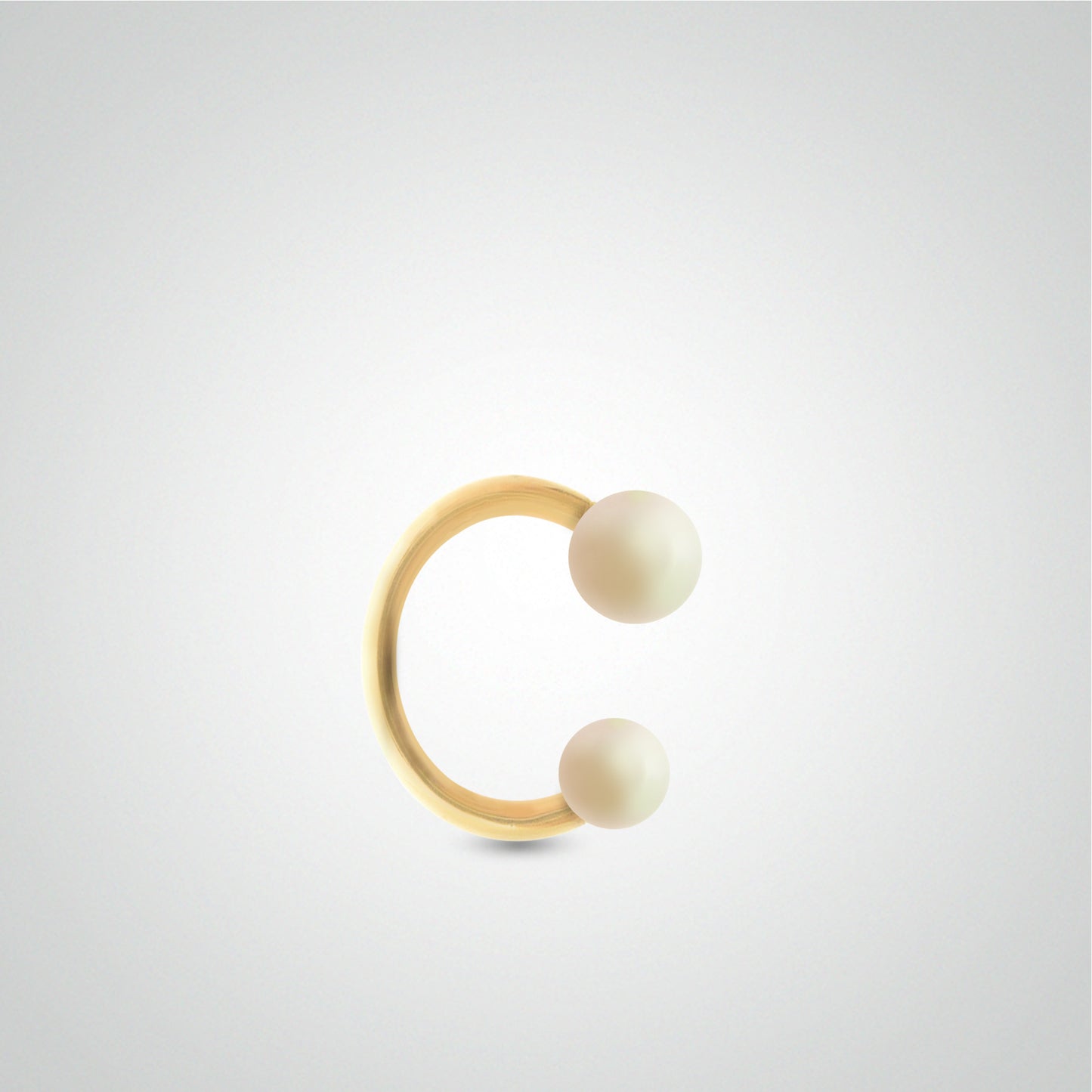 Boucles d'oreille avec perles véritables et fer à cheval or jaune