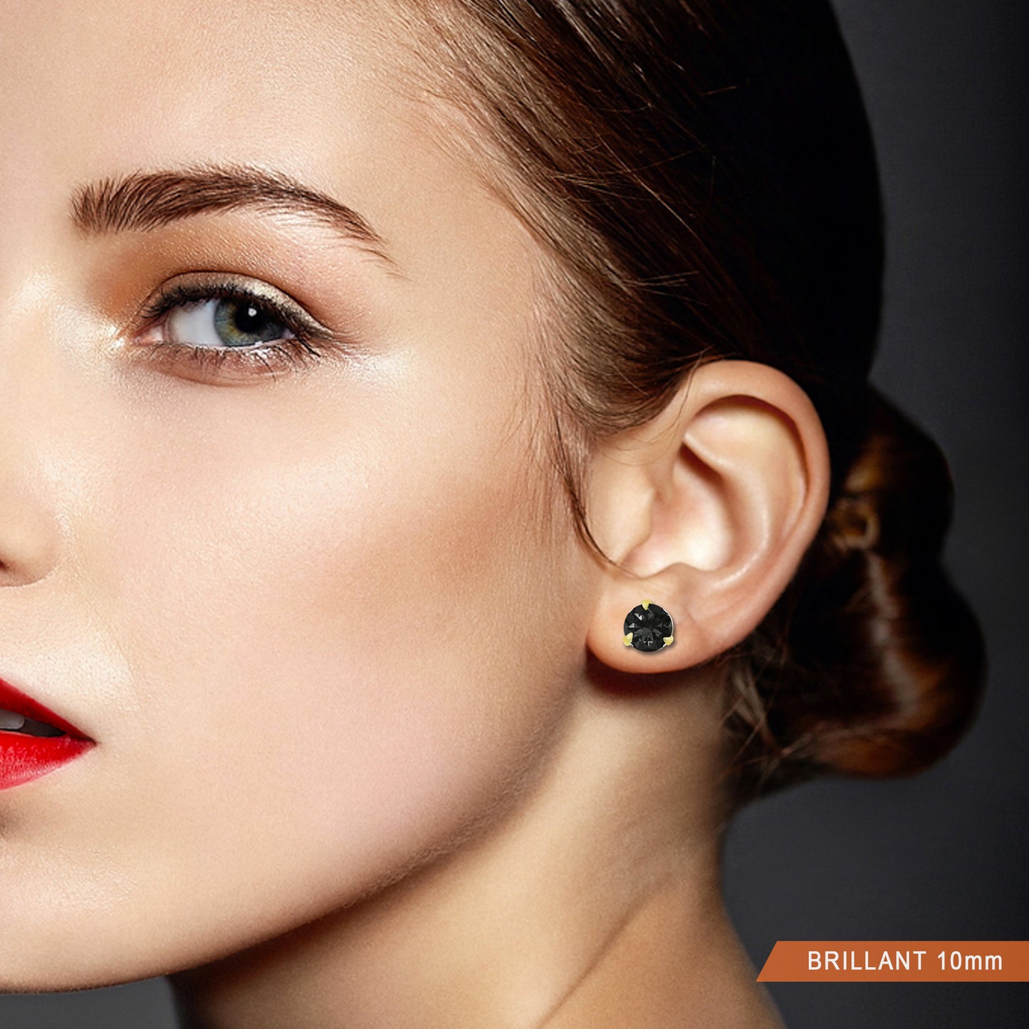 Boucle d'oreille en or jaune avec zircon noir