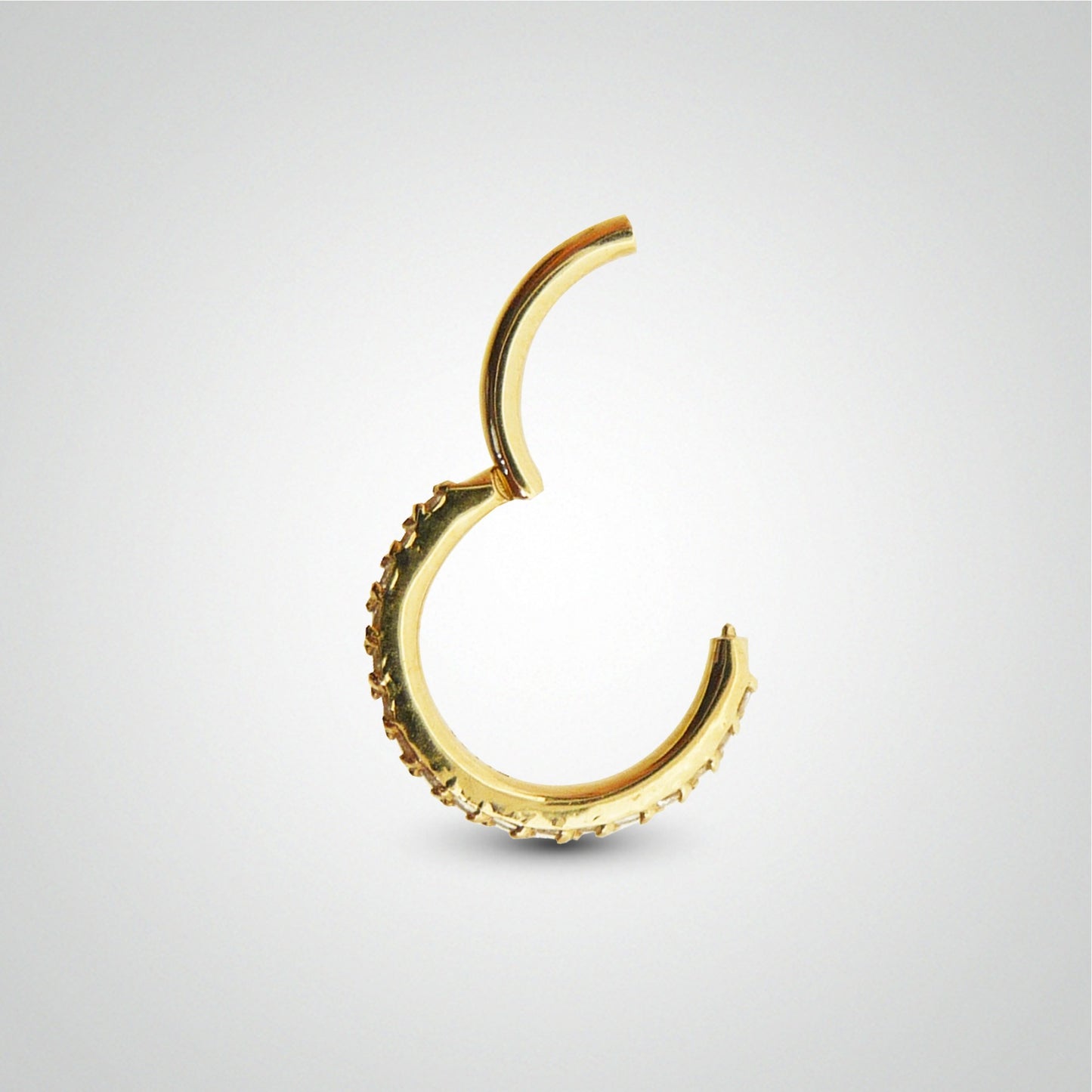 Anneau clicker or jaune et cristaux de Swarovski pour daith et rook