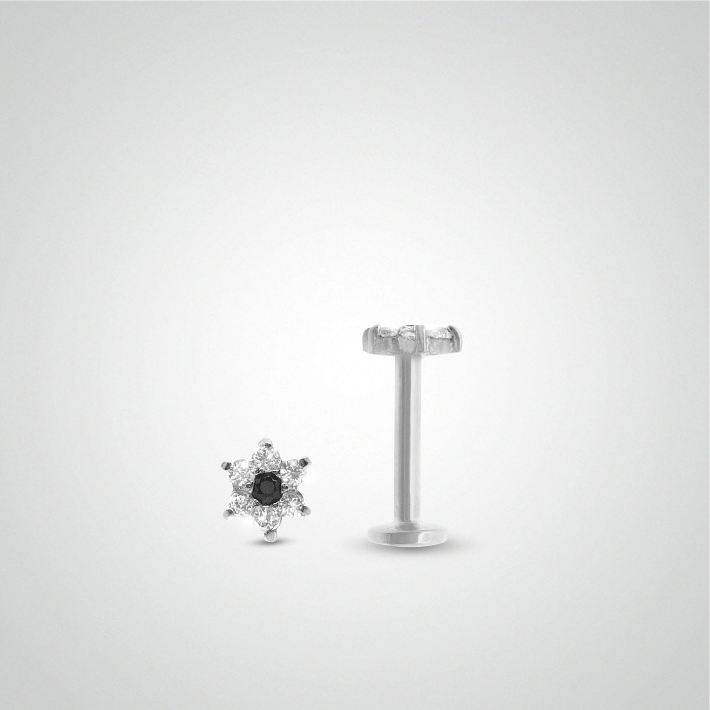 Black heart flower helix piercing in white gold (screwable)