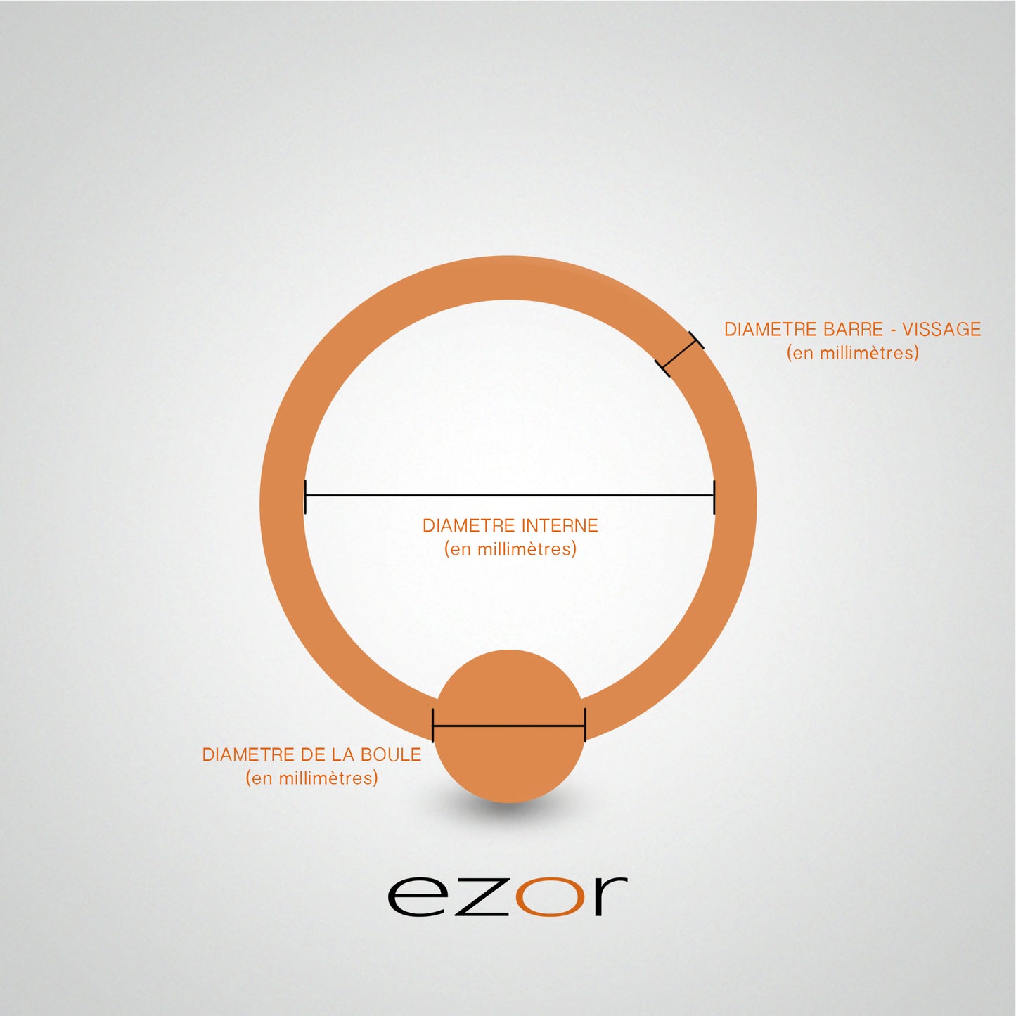 Anneau en or jaune avec boule et oxyde de zirconium (1,6mm)