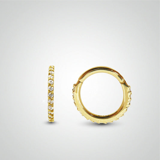 Anneau clicker en or jaune avec cristaux de Swarovski