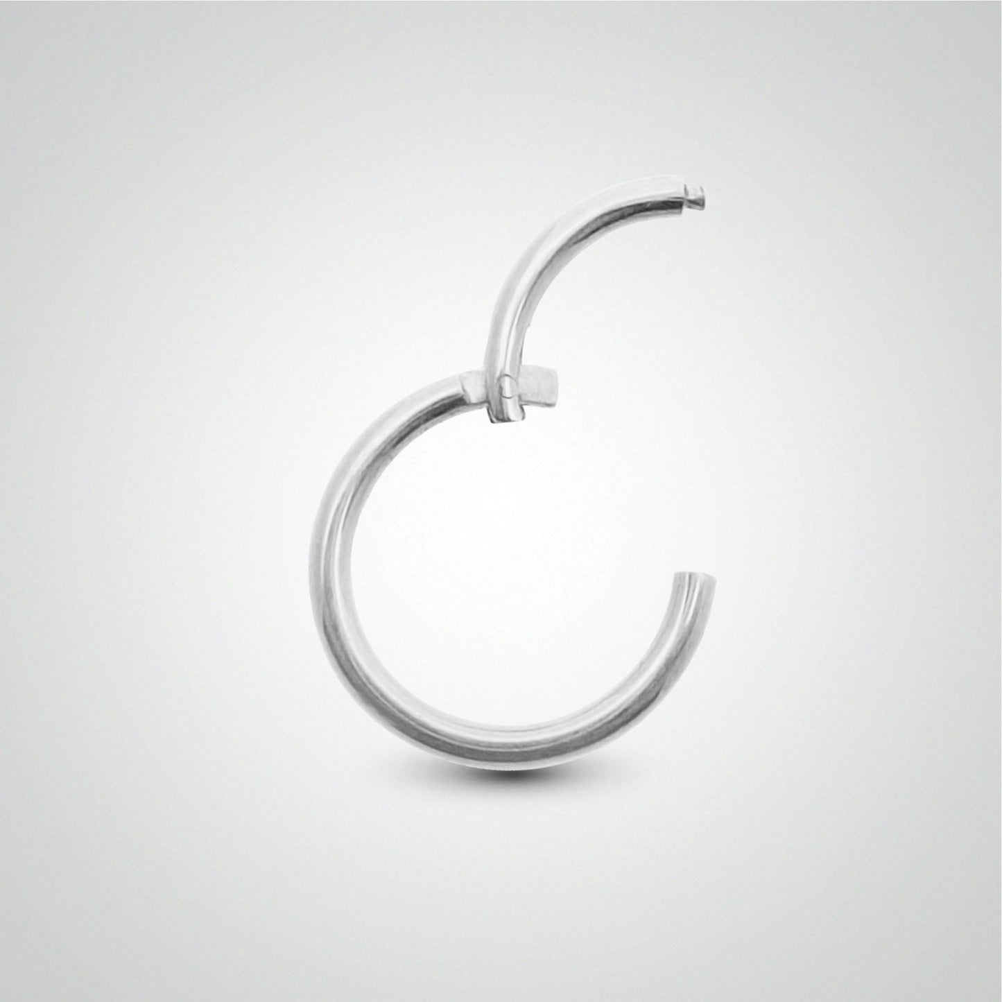 Antihelix piercing white gold ring with zircons (hinge)