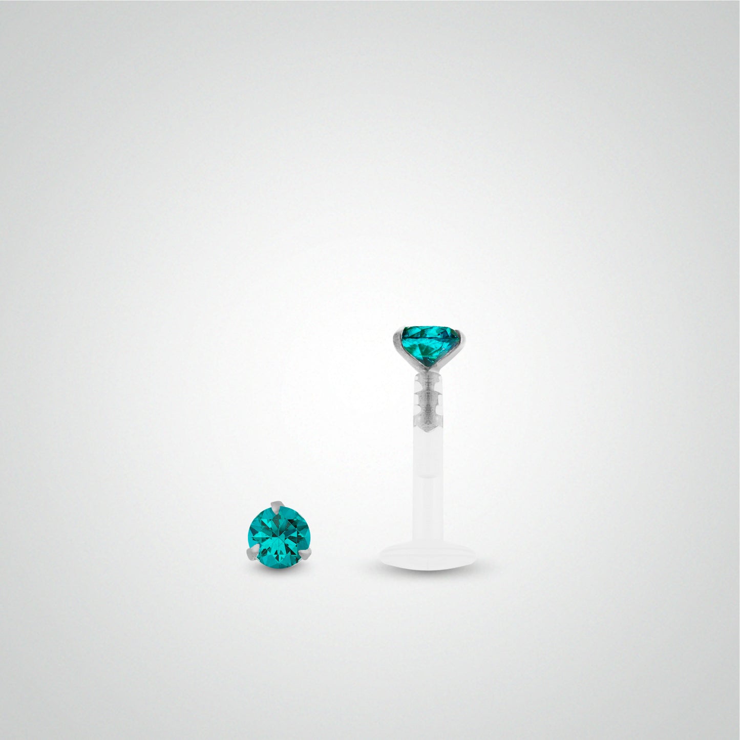 Piercing anti-helix or blanc avec oxyde de zirconium turquoise