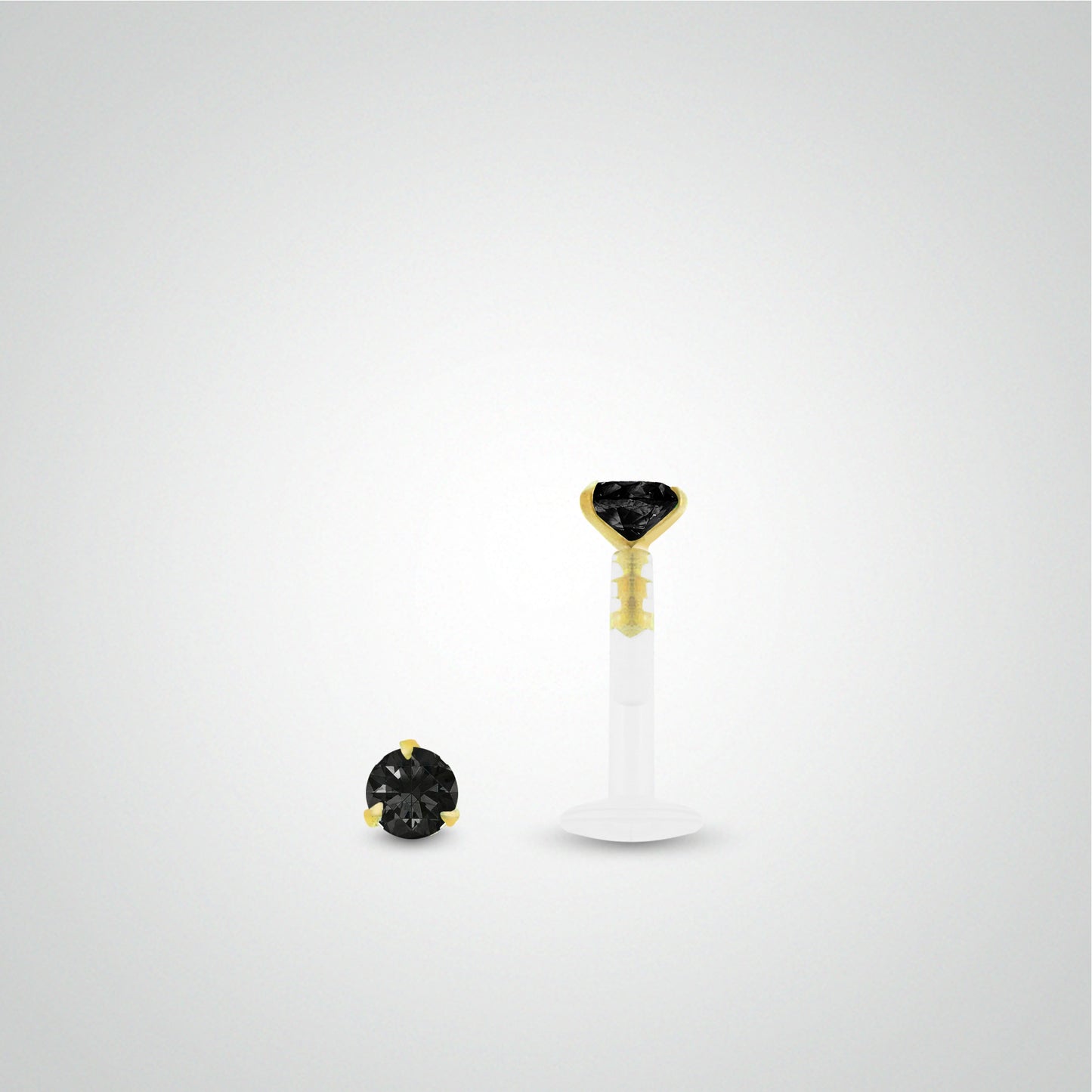 Piercing anti helix en or jaune avec oxyde de zirconium noir