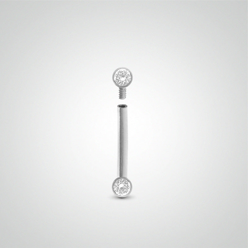 Piercing arcade or blanc deux zircons sertis